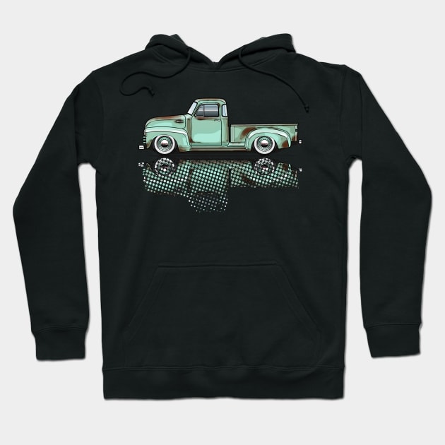 Light Green Vintage Truck Hoodie by JRCustoms44